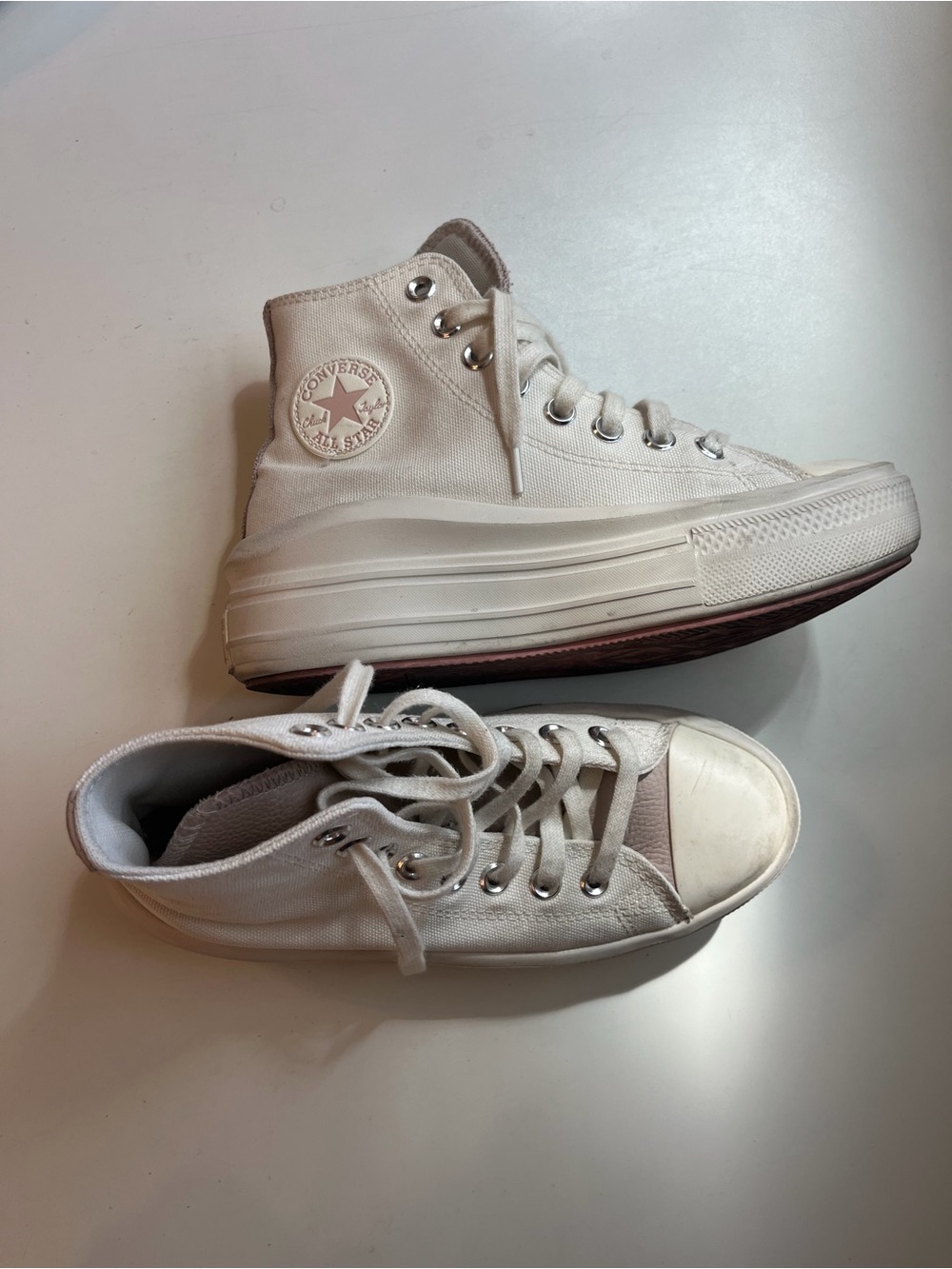 Converse High Top Platform Sneakers in Off-White